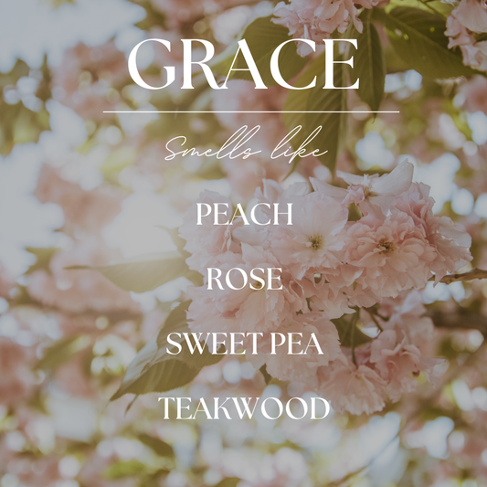 Grace | White Peach Blossom | 9 oz. Clear Jar Soy Candle