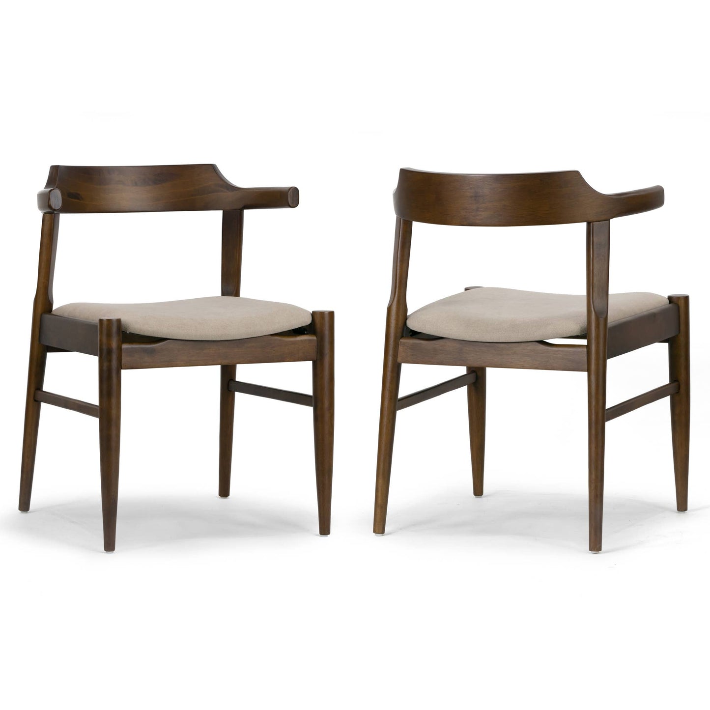 Set of 2 Atlas Retro Modern Curved Back Wood Chairs