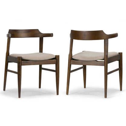 Set of 2 Atlas Retro Modern Curved Back Wood Chairs