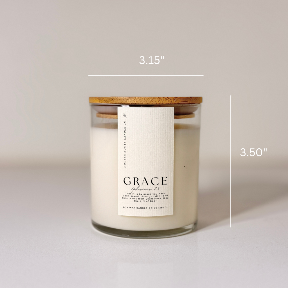 Grace | White Peach Blossom | 9 oz. Clear Jar Soy Candle