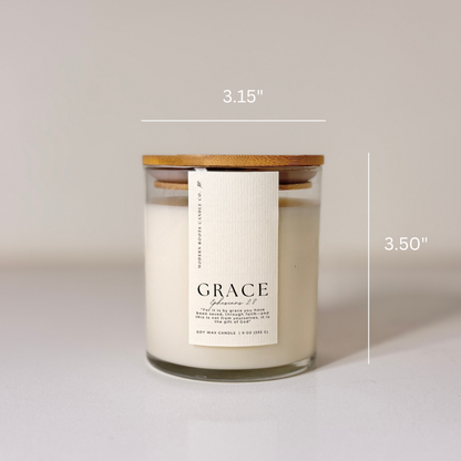 Grace | White Peach Blossom | 9 oz. Clear Jar Soy Candle