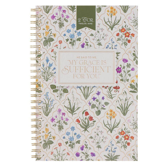 2 Cor 12:9 Floral My Grace Is Sufficient Notebook Spiral