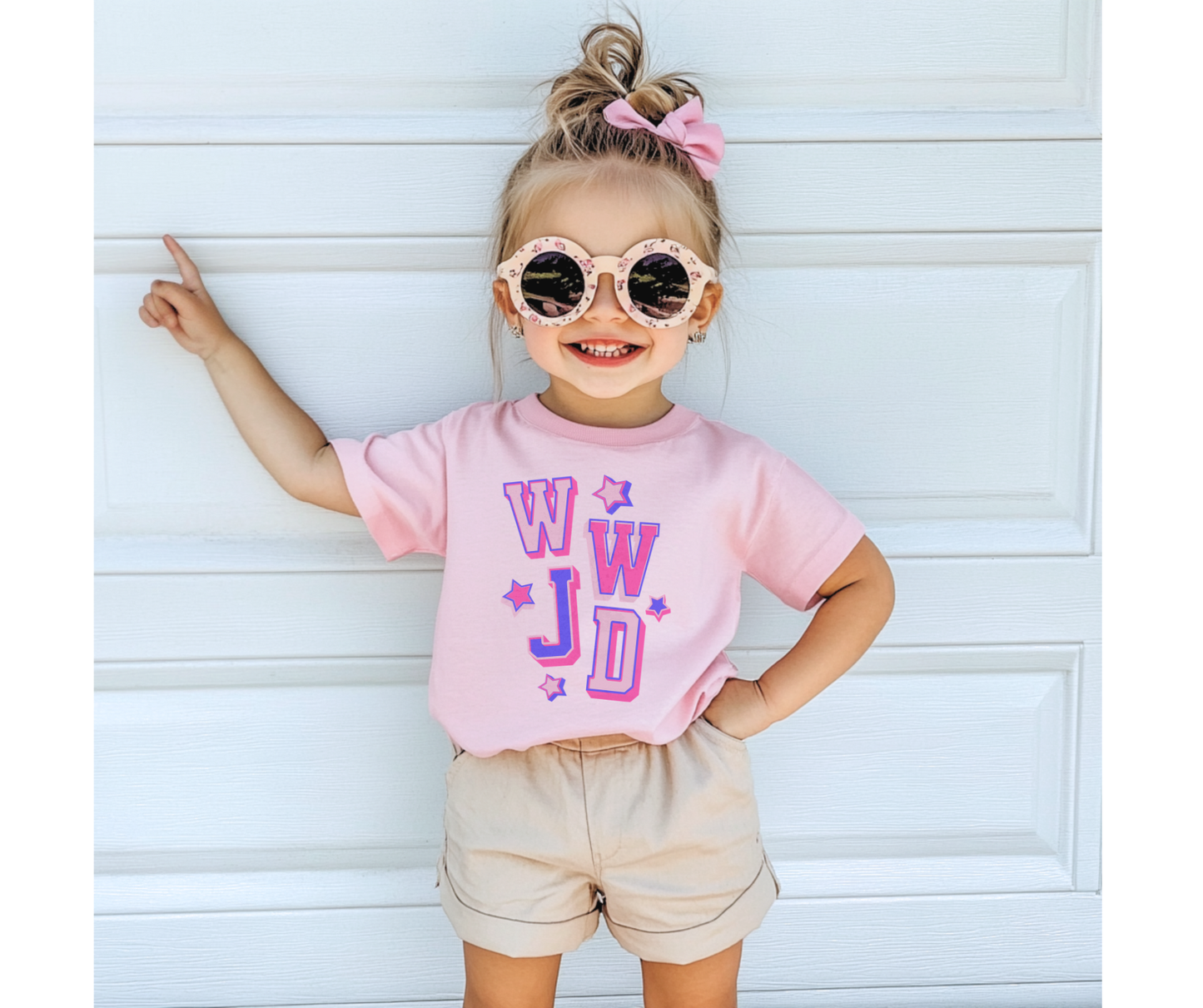 WWJD Pink Youth Faith Graphic Tee